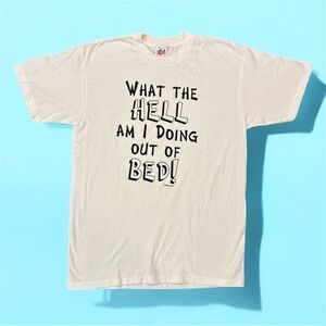 VTG Single Stitch White Graphic T-Shirt with Bold Text Men’s L